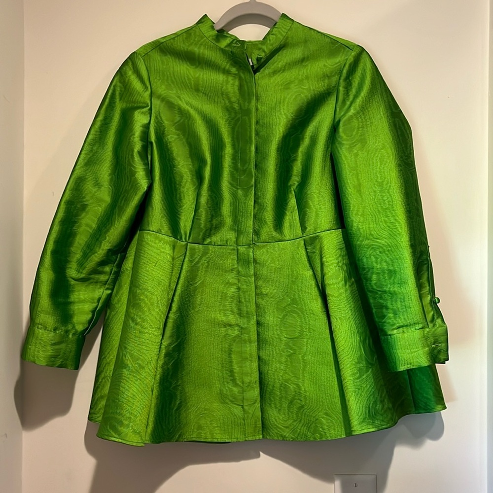 Lee Anderson Couture Bright Green Trapeze Jacket or Blouse. Size M.